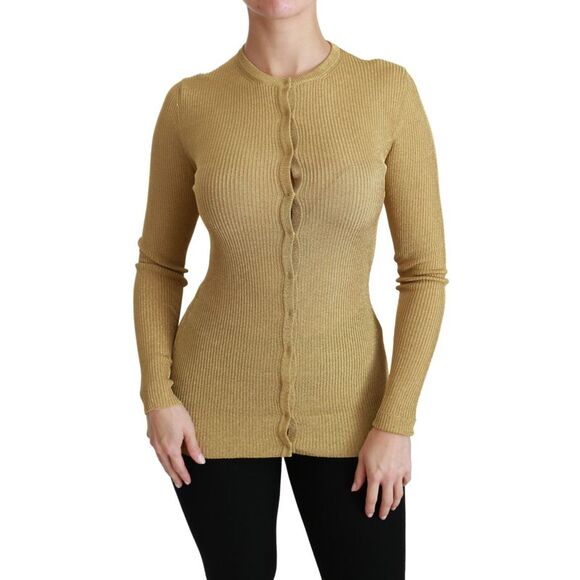 Dolce & Gabbana Sweaters - Dolce & Gabbana Dolce Gabbana Ribbed Knit Sweater Women Gold Sweaters